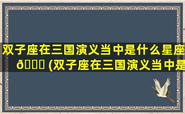 双子座在三国演义当中是什么星座 🐟 (双子座在三国演义当中是什么星座的人)